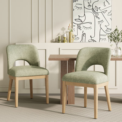 Elegant Upholstered Dining Chair with Curved Hollow Backrest & Solid Wood Legs
