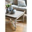 Table basse carrée en bois avec base blanc propre et plateau naturel, table de 33 pouces de style plateau pour le salon