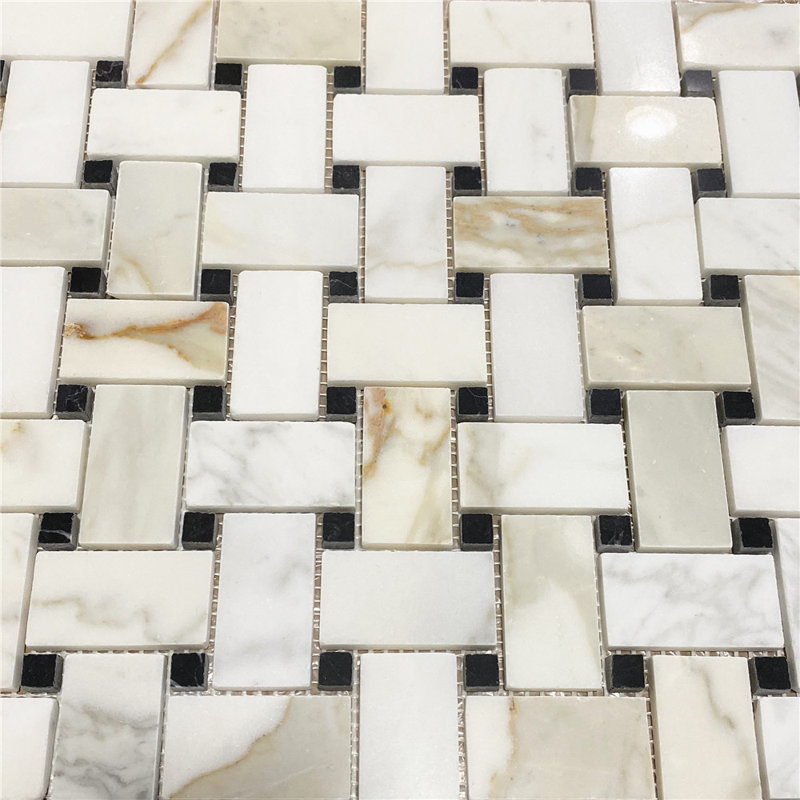 Calacatta 12" x 12" Marble Mosaic Tile, White/Gray