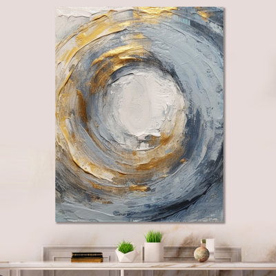 Gold and Blue Vibrant Spirals IV - Abstract Spirals Framed Wall Art