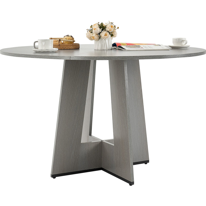Table de salle à manger ronde en bois pour 4 à 6 personnes (table seulement), H 29,53 po x L 47,24 po x l 47,24 po, Gris