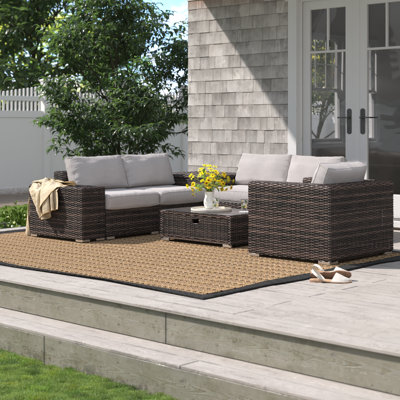 Latitude Run® Demarest Rattan Wicker Fully Assembled 5 - Person Seating Group with Cushions