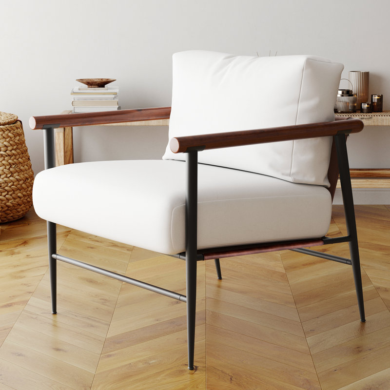 Chaise avec accoudoirs rembourrée Gold Feather, Noir