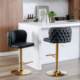 Swivel Barstools Adjustable Seat Height, PU Upholstered Bar Stools