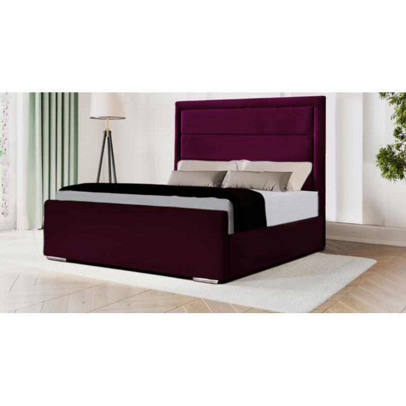 Cheznie Upholstered Bed, Small Double - 120 x 190 cm, Burgundy