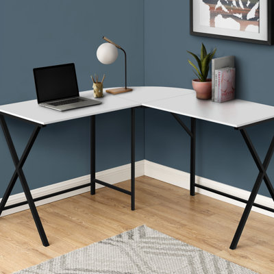 Computer Desk, Home Office, Corner, 55"L, L Shape, Work, Laptop, Laminate, Black Metal, Contemporary, Modern
