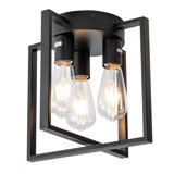 Plafonnier semi-encastré de style lanterne carré / rectangulaire à 3 lumières de 11,4 po Romang