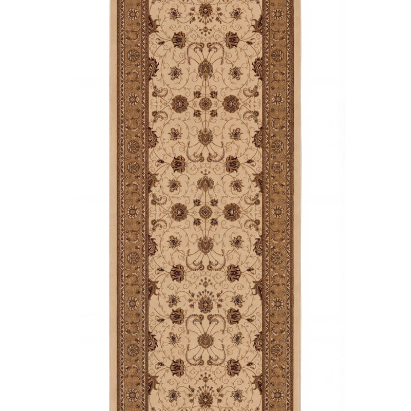 Rug Branch Yasmin 2' x 12' (2'3" x 12') Beige/Cream Persian Medallion Indoor Runner Rug, Traditional, Low Pile, Stain-Resistant Hallway Carpet - Entryway, Mudroom, Bedroom, and Kitchen