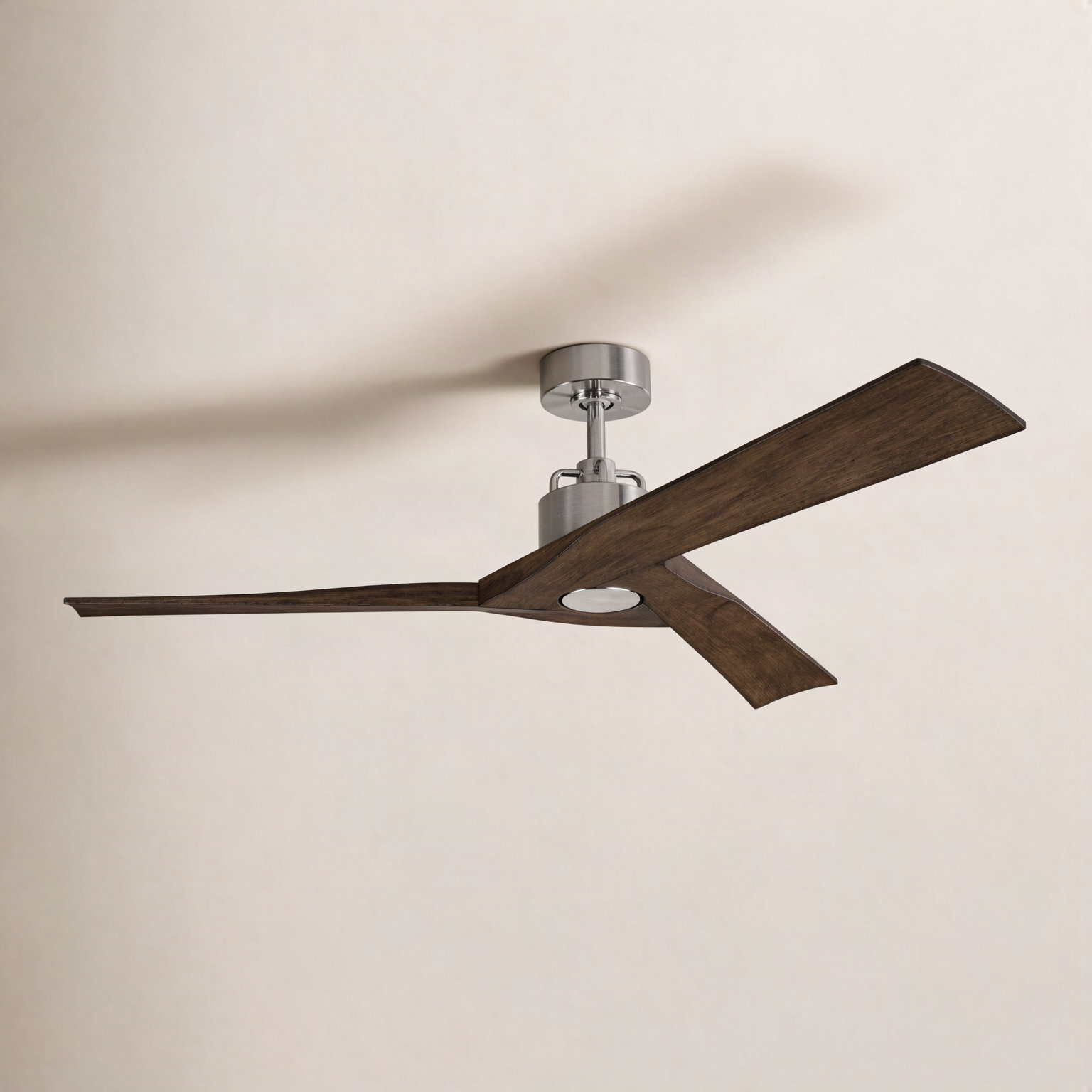 Gerda 52'' 3 Blade Ceiling Fan, Brushed Steel, Light Gray/Weathered Oak