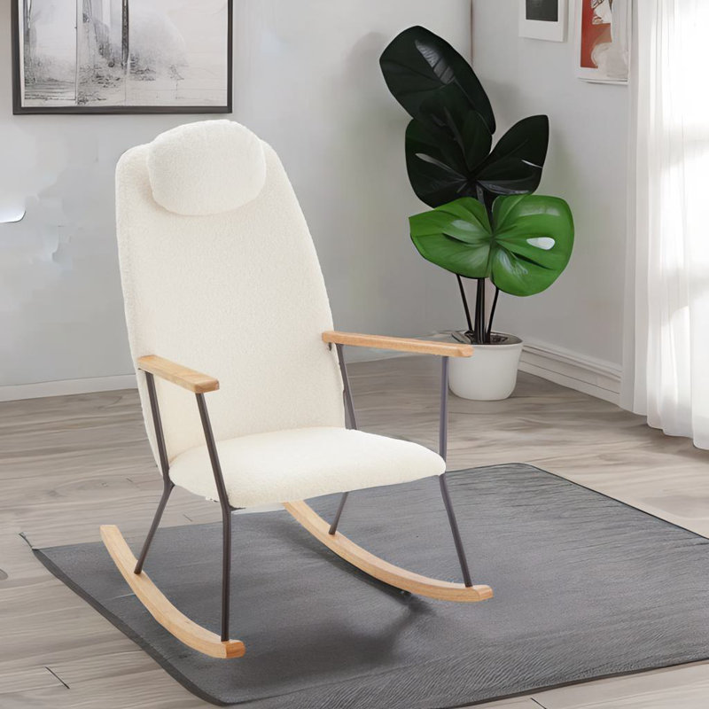 Chaise berçante réglable avec appui-tête, Blanc