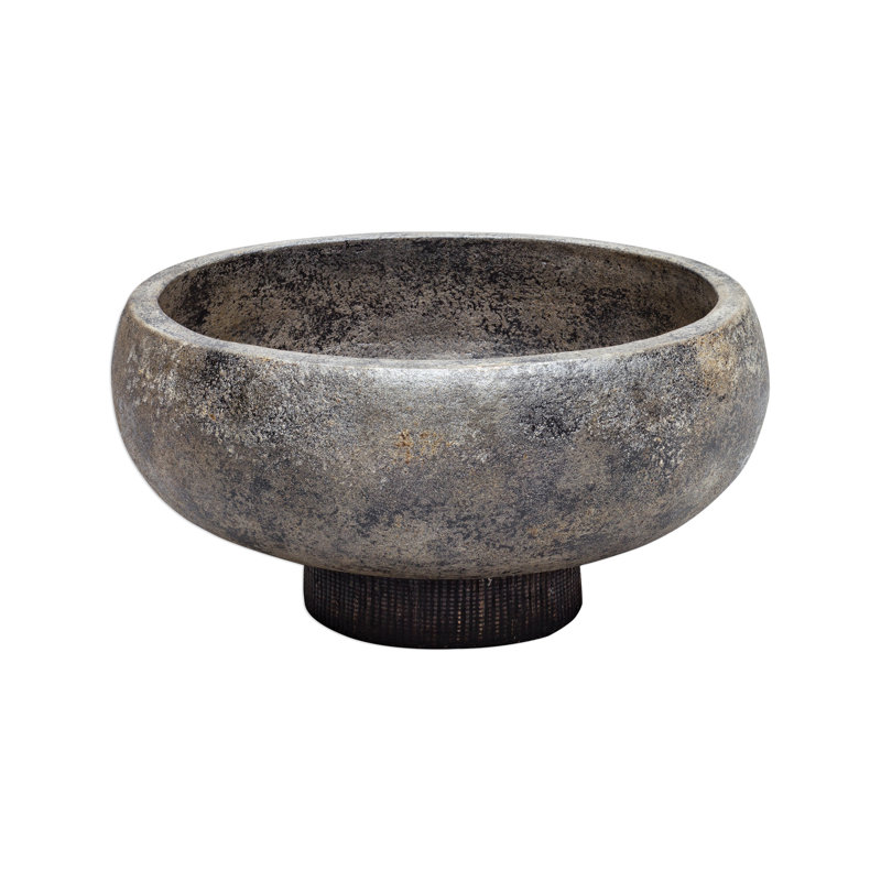 Veridian Textured Ceramic Decorative Bowl with Integrated Stand