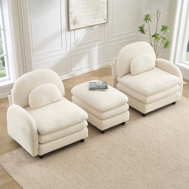Canapé-lit Teddy, H 35,4 po x l 68,5 po x P 55,5 po, Ourson blanc et beige