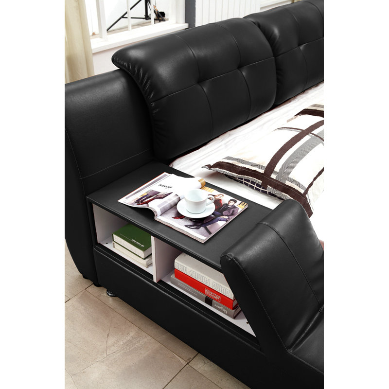 Lit plateforme tapissier Muski, Noir, Grand