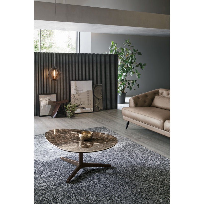 Fierce Pedestal Coffee Table, Emperador Soneware Top/Vintage Brown Base