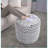 Pouf, Handcrafted Cylindrical Water-Resistant Indoor Accent, Snow White | Water Resistant Fabric | Fully Assembled-493183496