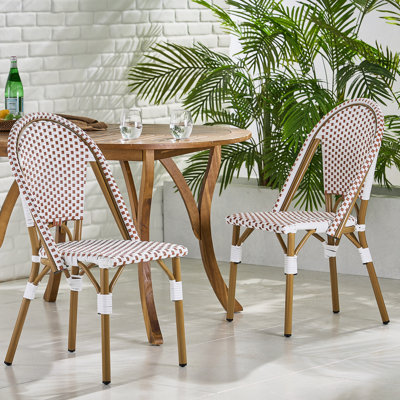 Ensemble de 2 chaises bistro d'extérieur en polyuréthane et aluminium pour l'extérieur, rouge rouillé et blanc