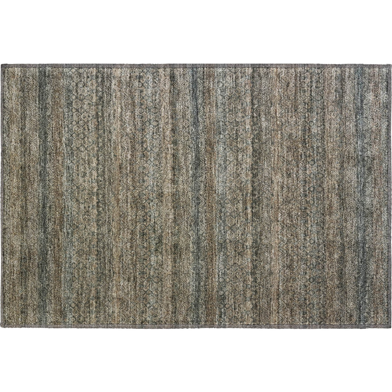 Premium Machine Washable Mayfield AMF2105 Striped Rug, 1'8" x 2'6", Chocolate