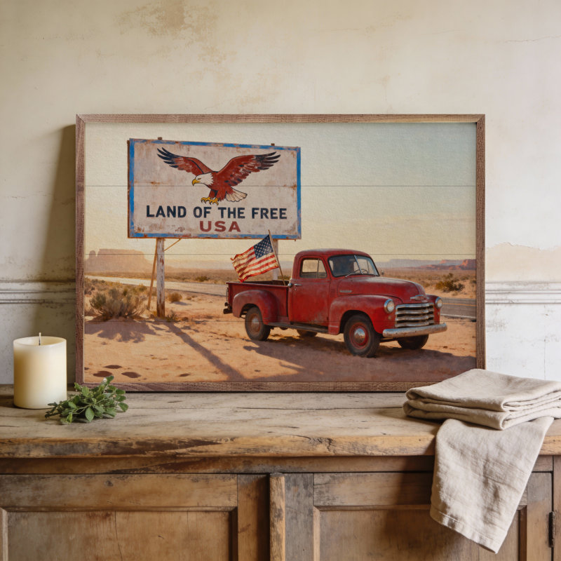 Land Of The Free Truck Print, H 10 po x l 16 po