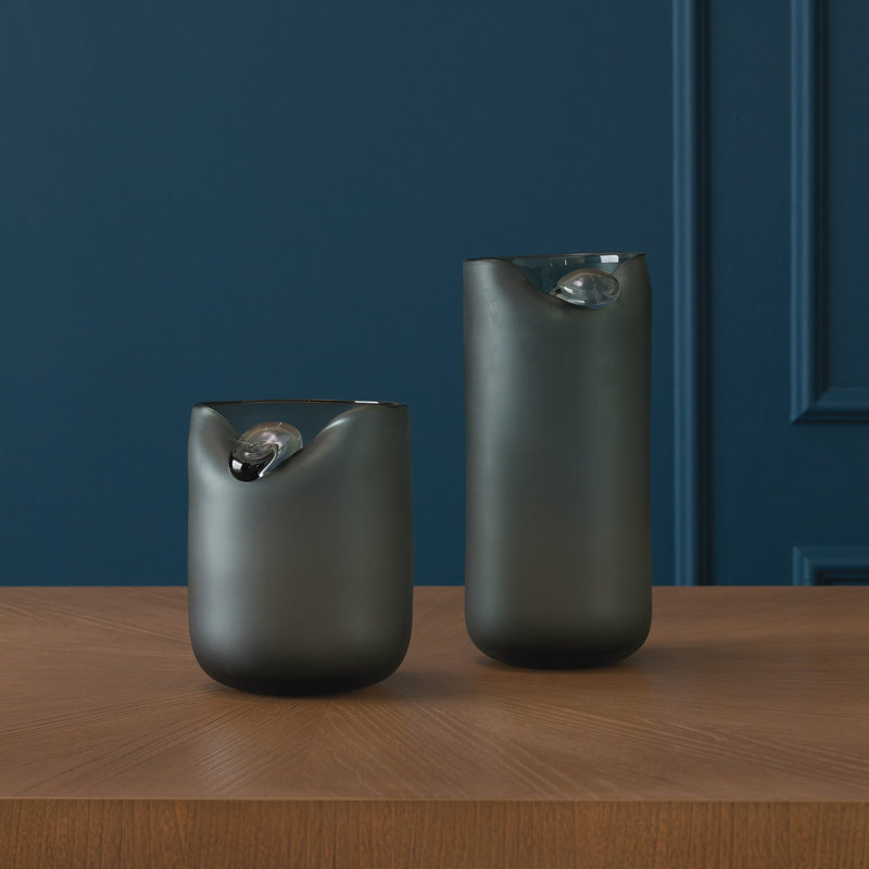 Poise Vase, 8" H x 6.5" W x 6.5" D, Gray
