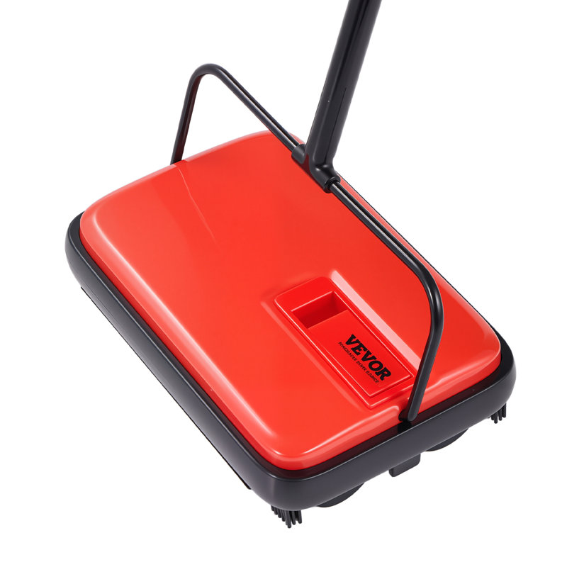 Carpet Floor Sweeper Manual 6.7 inch Width Sweeping Paths Non Electric, Red