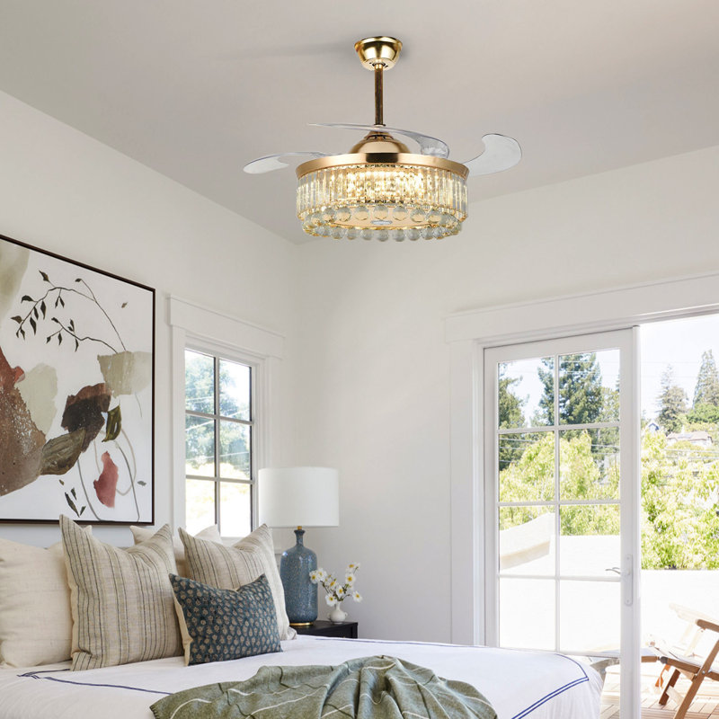 Jelsy 42'' Ceiling Fan with LED Lights and retractable fans