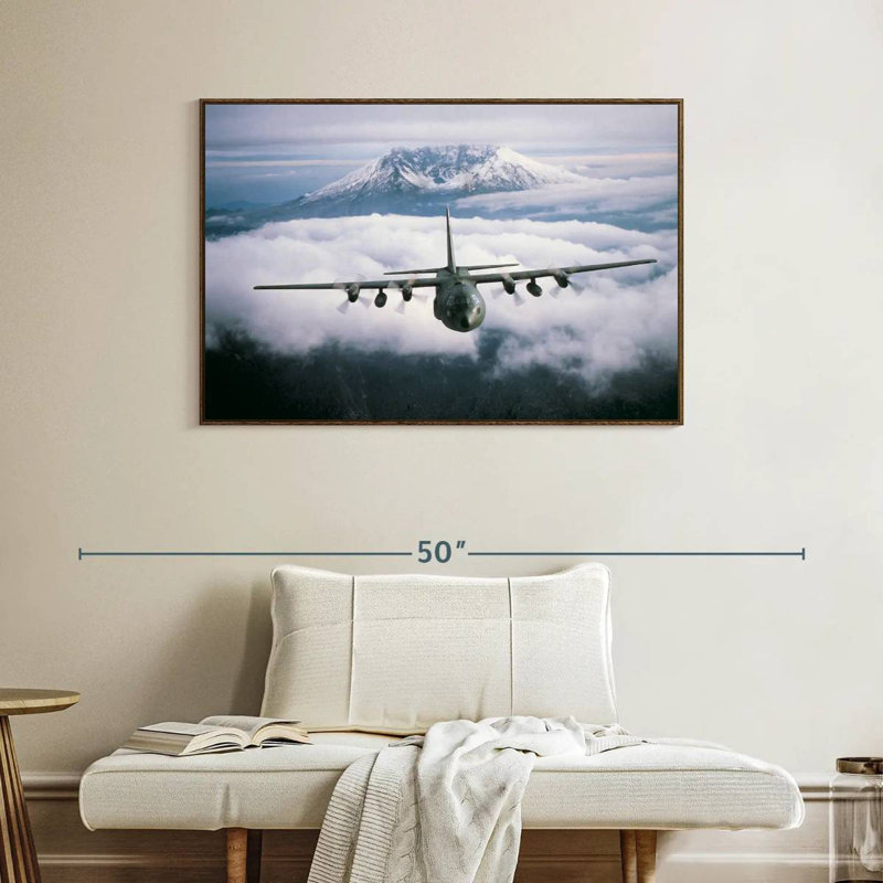 Avion militaire, Cadre flottant en noyer, 40 po x 27 po