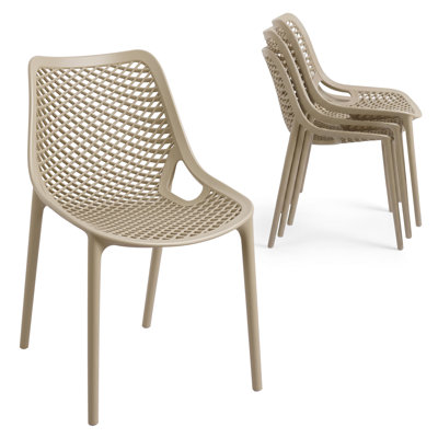 Stacking Dining Side Chair, No-Assembly All-Weather Plastic Outdoor Patio Chair