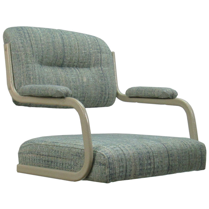 Tabouret de comptoir pivotant 26 po Gurpriya, Mélange de polyester bleu / cadre beige