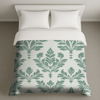Green Leafy Damask Duvet Covers