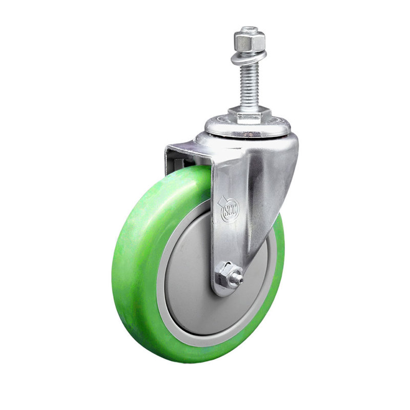 Poly Wheel Swivel 5/8 Inch Threaded Stem Caster Set Service Caster