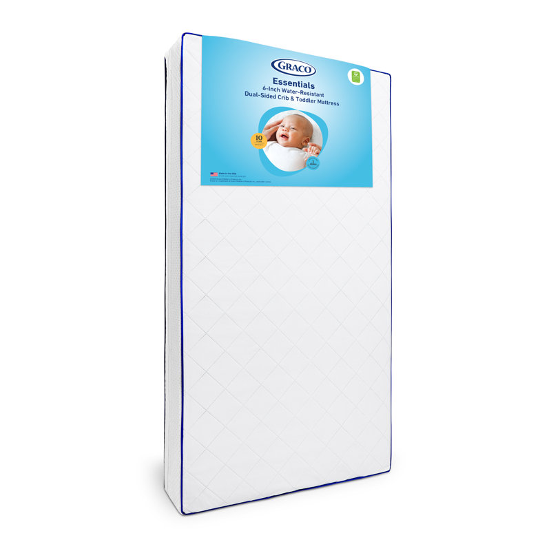 Matelas de lit de bébé et de tout-petit à double face résistant à l'eau de 6 pouces Graco Essentials, Mattress