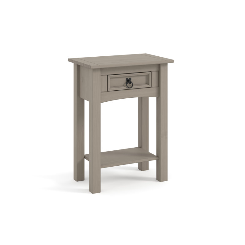Table de bout en bois massif avec rangement Balbuena, Naturel