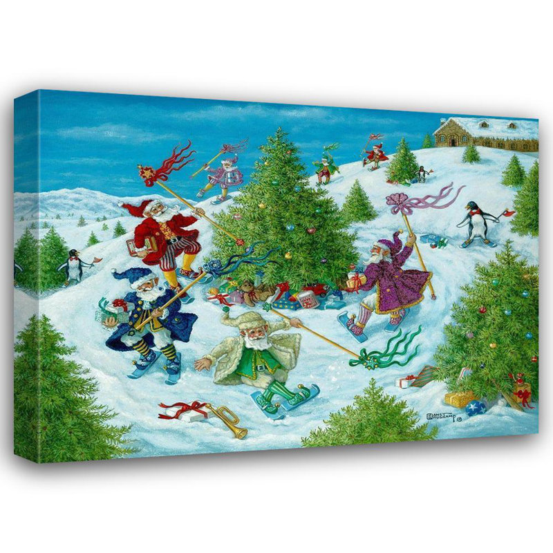 «The Holiday Aisle®» par Kruskamp, art sur toile tendue de la galerie Janet, «Santas Elves Celebrate», H 19 po x l 24 po