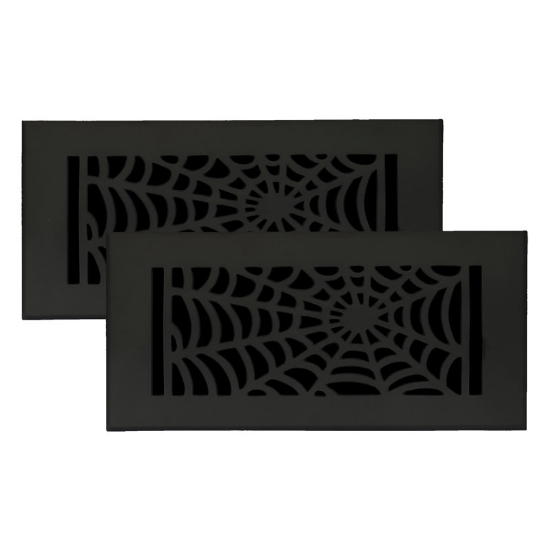 Ensemble de 2 ouvertures de conduit de 4 po x 10 po Spooky Gothic, Noir thermolaqué, Plancher sans trous de vis