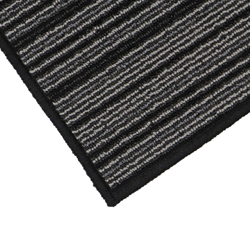 Non-Slip Striped Indoor Doormat, Rectangle W57 x L150 cm, Black