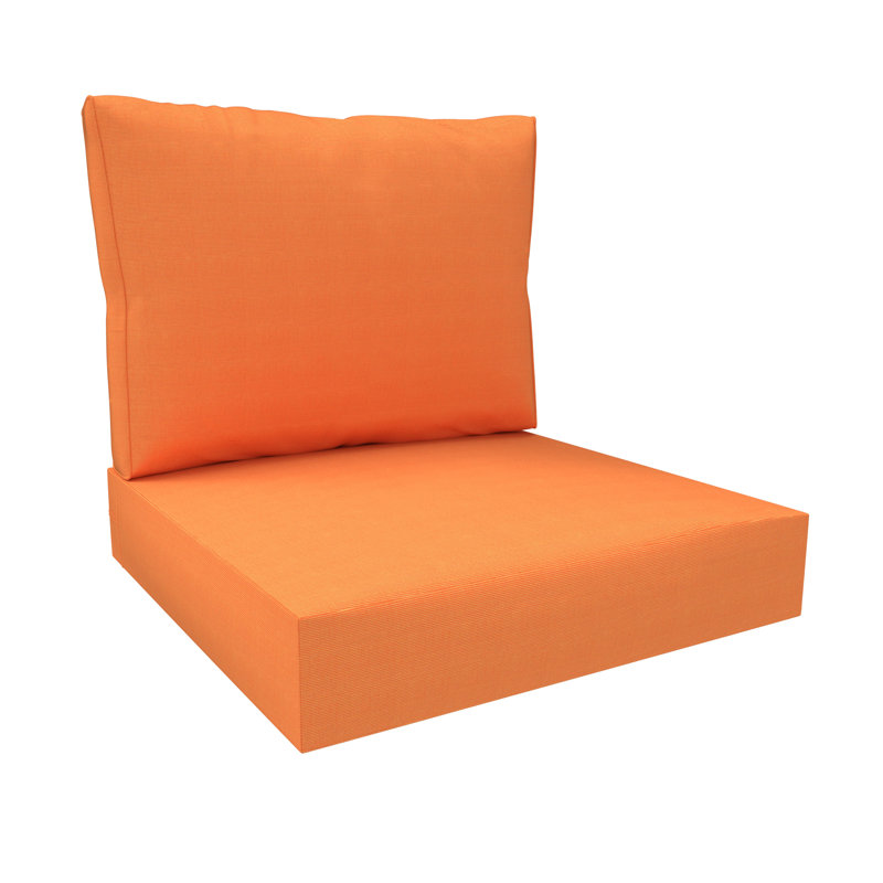 24 x 24 x 5 inch Fionnula Sunbrella Outdoor Replacement Chair Cushion (Set of 1), Nazime Outdoor Cushion Set, Tangerine