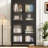 Classic Metal Storage Cabinet With 4 Glass Door Panels - Freestanding For Home, Office, Kitchen Black Elegance Tipping Feature Office-232404143