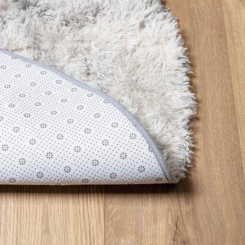 Shaggy Rug High Pile NAVARRA Light Grey Polyester, Round 160cm