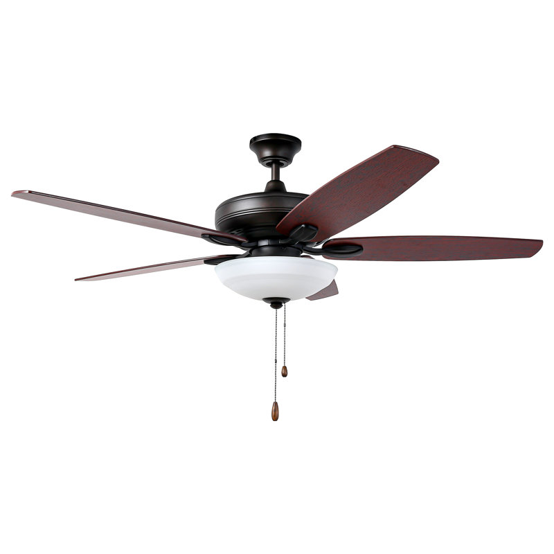 52" Oil Rubbed Bronze Ceiling Fan with Walnut Blades and LED Light
