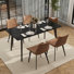 Ensemble de table et de chaises de salle à manger pour 4 personnes avec plateau en pierre frittée et revêtement en cuir PU.