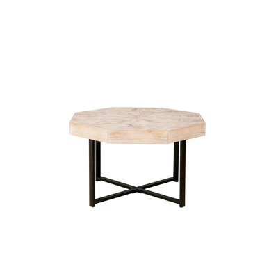 Octagonal Wood Coffee Table With Vintage Essence, 30 Inch, Cross Metal Legs, Simple Maintenance Routine, Living Room Inch Table, And Metal, Antique Style Design, Three Colors, Good For Primary Space
