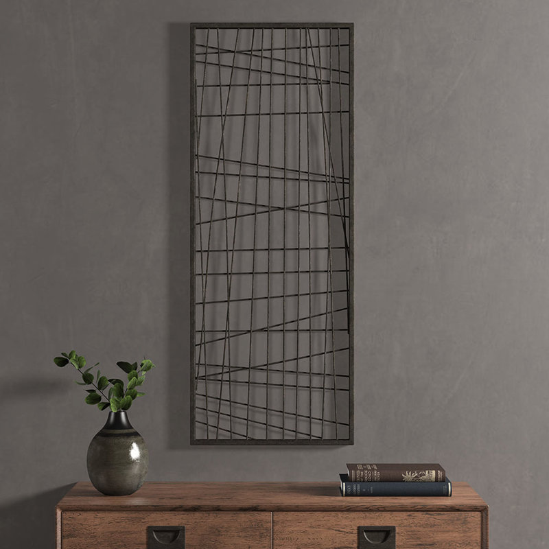 Distressed Black Wall Art - Metal Construction For A Stylish Interior Decorative Item Finish Style