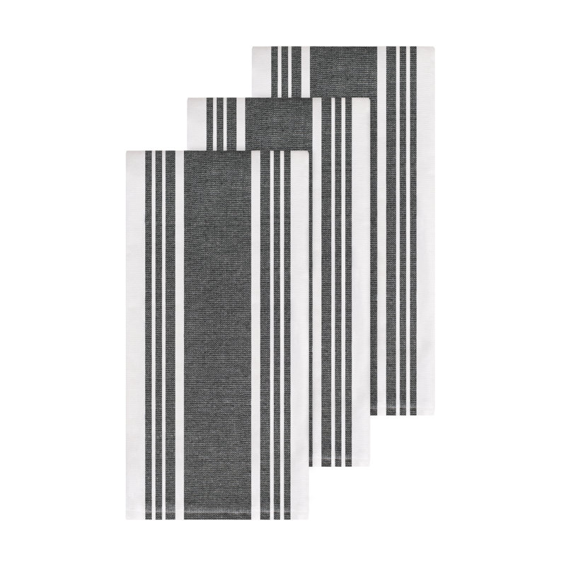All-Clad Dual Striped Tea Towel, Black