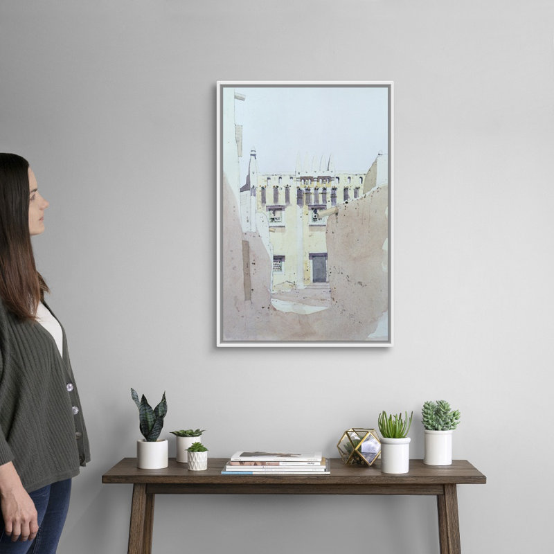 «Djenne Maison Tawate, 2000» par Charlie Millar, reproduction sur toile, Cadre blanc, H 32 po x l 22 po x P 1,75 po