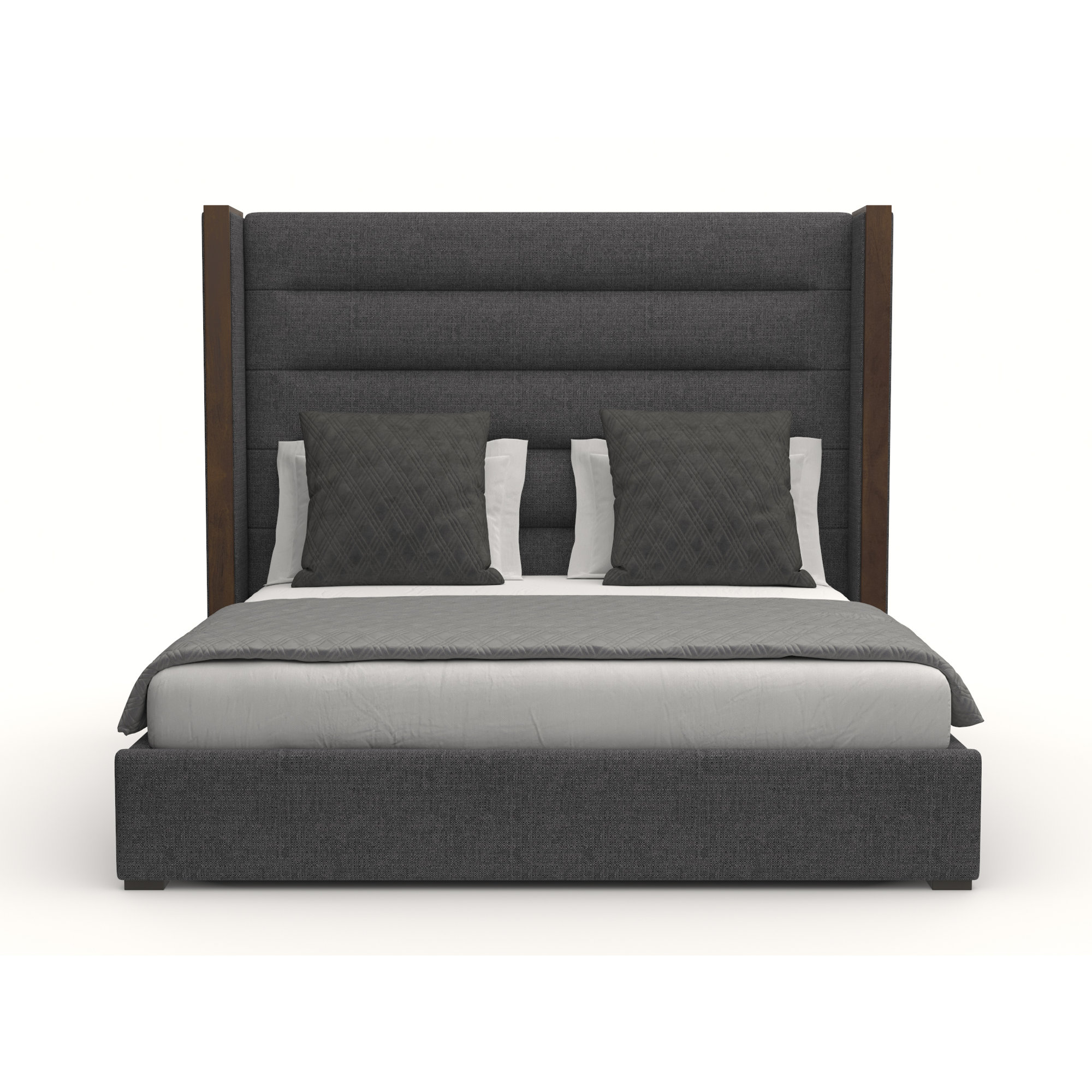 Ally Upholstered Wingback Bed, Charcoal Revolution®, King