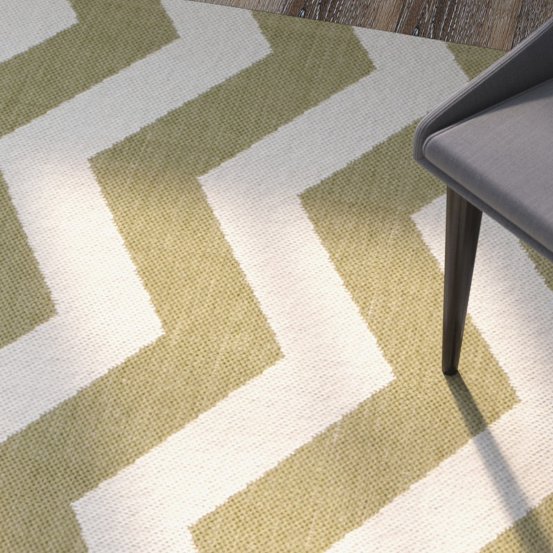 Tapis intérieur / extérieur vert / beige Arneshia, Rond 5 pi 3 po