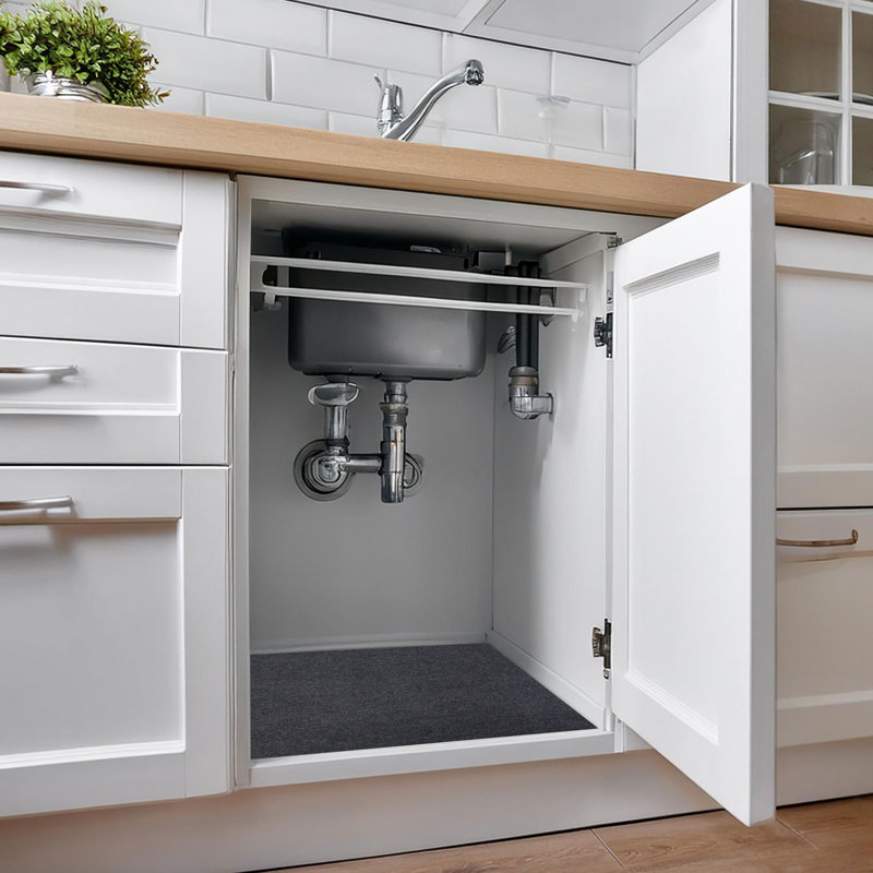 XL Under Sink Mat, Protective Cabinet Liner For Kitchen & Bathroom - Absorbent, Waterproof, Trimmable (24”x59”) (Charcoal) (USA Made)