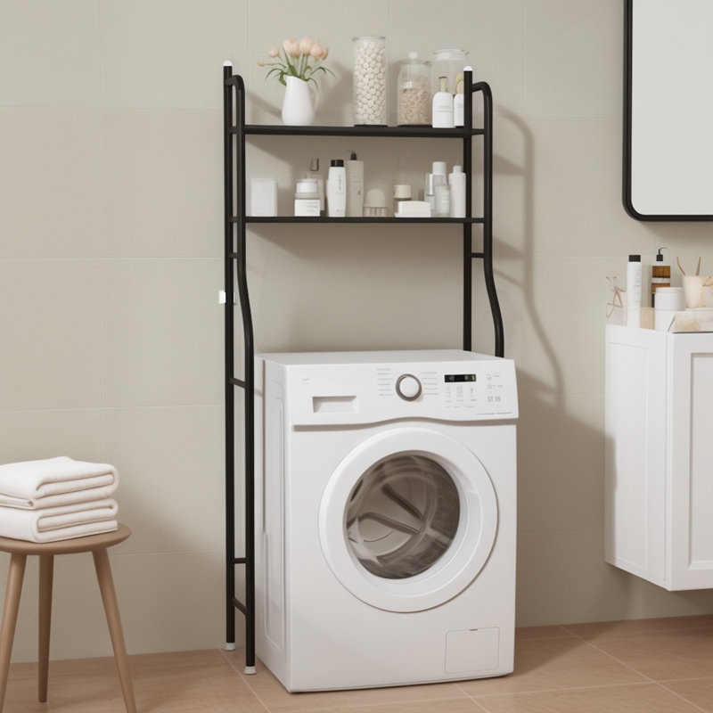 Shamariah Iron Freestanding Over the Toilet Storage, Black