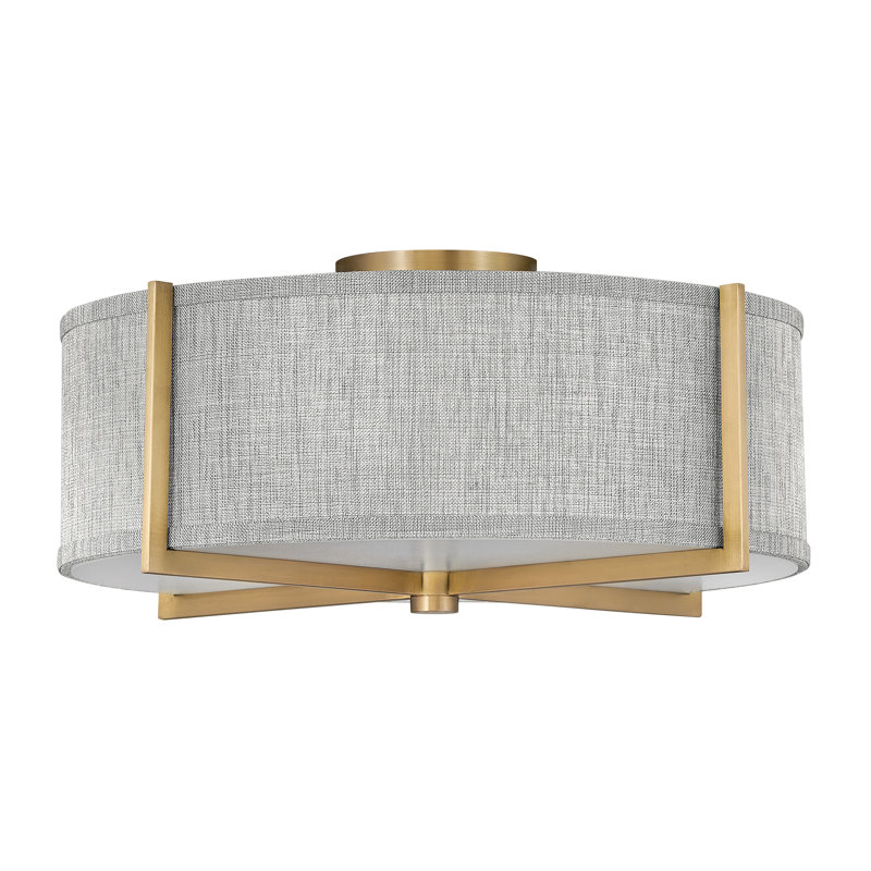 Plafonnier semi-encastré 3 lumières 19,5 po Axis, Laiton héritage, Gris chiné