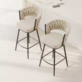 360°Swivel Bar Chairs Set Of 2, Equipped With Soft Cushioned Backrest Counter Stool